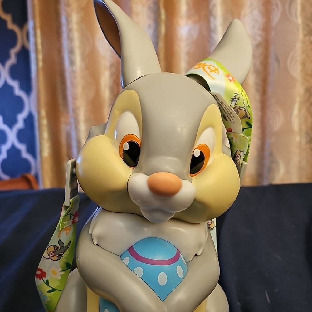 Disney Popcorn Bucket Gray and White Bunny with Colorful Base